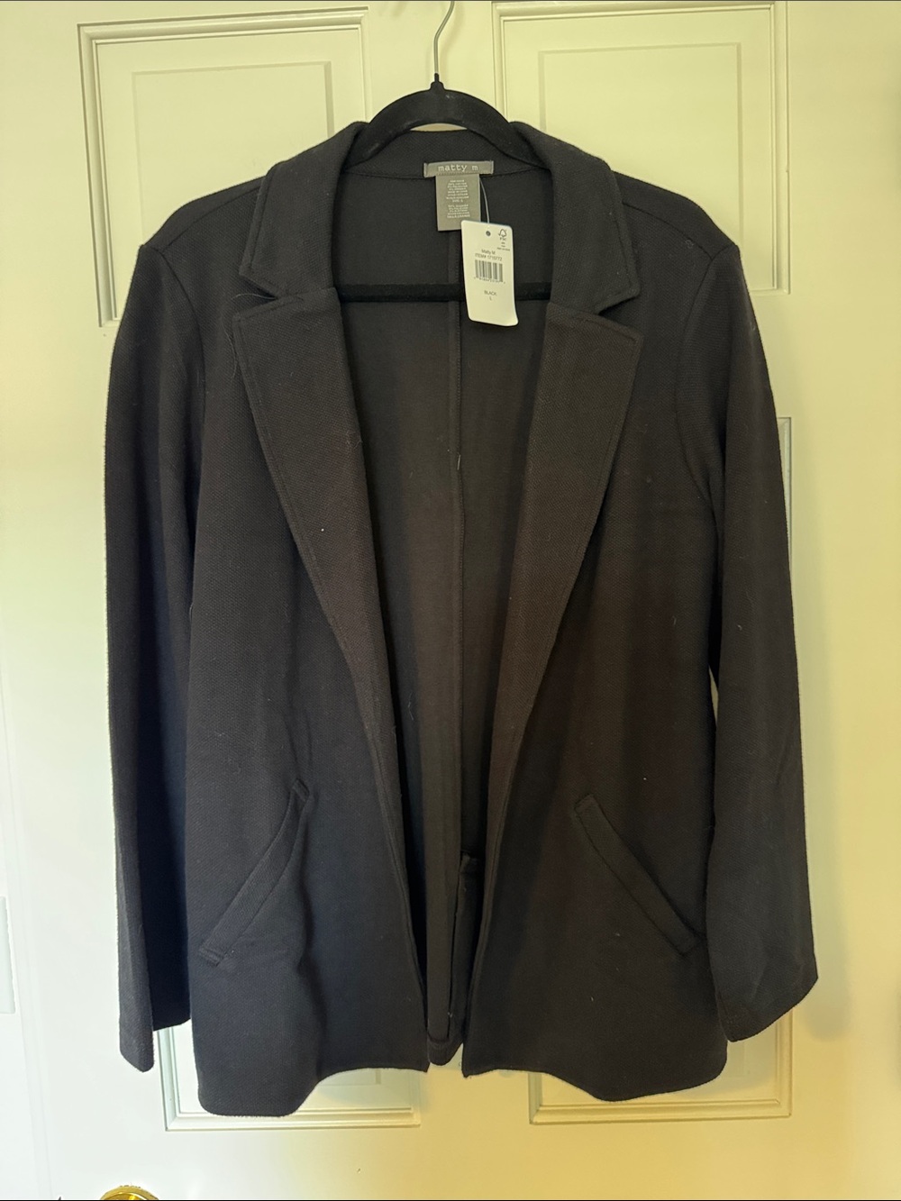 Matty M Black Open-Front Knit Blazer